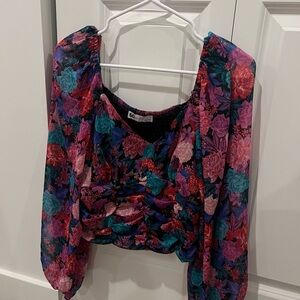 SO Vibrant Floral Blouse - Pink, Red, Blue